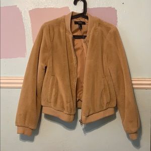 TAN TEDDY BEAR SOFT BOMBER JACKET! NEVER WORN
